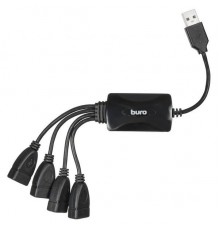 Разветвитель USB 2.0 Buro BU-HUB4-0.3-U2.0-Splitter 4порт. черный                                                                                                                                                                                         