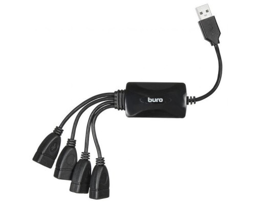 Разветвитель USB 2.0 Buro BU-HUB4-0.3-U2.0-Splitter 4порт. черный