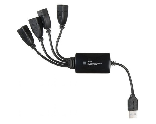 Разветвитель USB 2.0 Buro BU-HUB4-0.3-U2.0-Splitter 4порт. черный