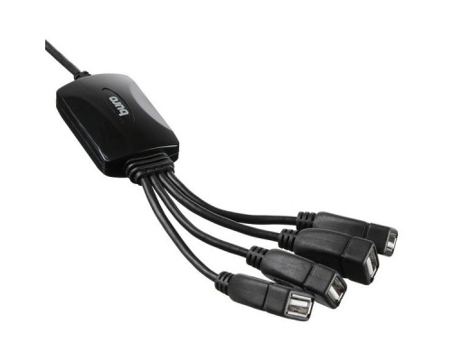 Разветвитель USB 2.0 Buro BU-HUB4-0.3-U2.0-Splitter 4порт. черный