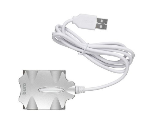 Разветвитель USB 2.0 Buro BU-HUB4-0.5-U2.0-Candy 4порт. серебристый