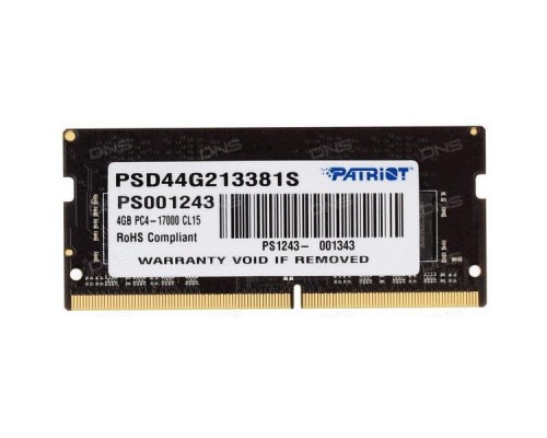 Модуль памяти SODIMM DDR4  4GB PC4-17000 Patriot PSD44G213381S