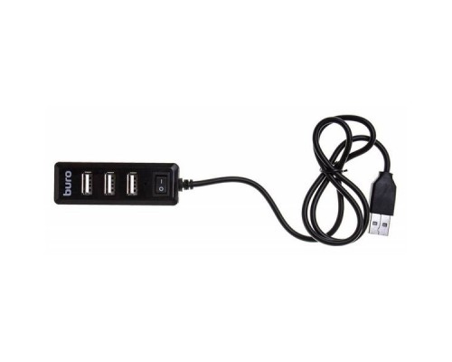 Разветвитель USB 2.0 Buro BU-HUB4-0.5L-U2.0 4порт. черный