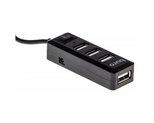 Разветвитель USB 2.0 Buro BU-HUB4-0.5L-U2.0 4порт. черный