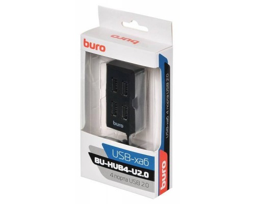 Разветвитель USB 2.0 Buro BU-HUB4-U2.0 4порт. черный