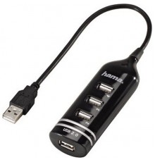 Разветвитель USB 2.0 Hama 00039776 4порт. черный                                                                                                                                                                                                          