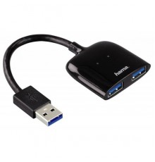 Разветвитель USB 3.0 Hama Mobil 2порт. черный (00054132)                                                                                                                                                                                                  