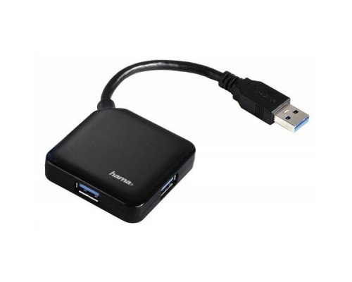 Разветвитель USB 3.0 Hama Square 12190 4порт. черный (00012190)