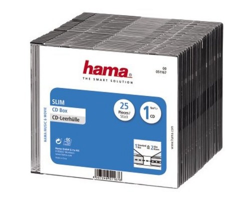 Коробка Hama на 1CD/DVD H-51167 Slim Box прозрачный (упак.:25шт)