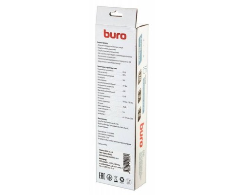 Сетевой фильтр Buro 600SH-16-3-B 3м (6 розеток) черный (коробка)