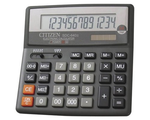 Калькулятор бухгалтерский Citizen SDC-640 II черный 14-разр.