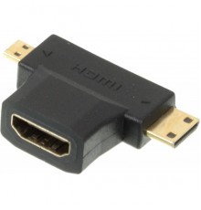 Переходник аудио-видео HDMI (f)/Micro HDMI (m)/Mini HDMI (m) черный (+ Mini HDMI (Male))                                                                                                                                                                  