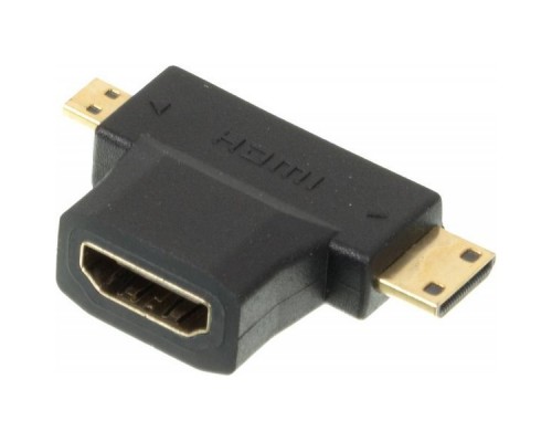 Переходник аудио-видео HDMI (f)/Micro HDMI (m)/Mini HDMI (m) черный (+ Mini HDMI (Male))