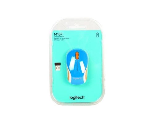 Мышь беспроводная Logitech M187 Wireless Mini Mouse - BLUE - 2.4GHZ - EMEA, синий