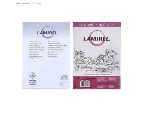 Обложки Lamirel Delta A4, картонные, с тиснением под кожу , цвет: синий, 230г/м, 100шт