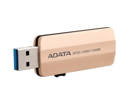 Накопитель USB Drive 64GB ADATA AI720 (Apple OTG) USB  AAI720-64G-CGD Lightning/USB 3.1, 90/20, Golden, RTL (461353)