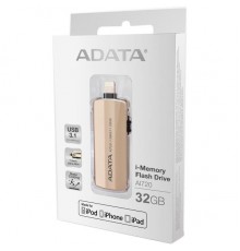 Накопитель USB Drive 32GB ADATA AI720 (Apple OTG) USB  AAI720-32G-CGD Lightning/USB 3.1, 90/20, Golden, RTL (461346)                                                                                                                                      