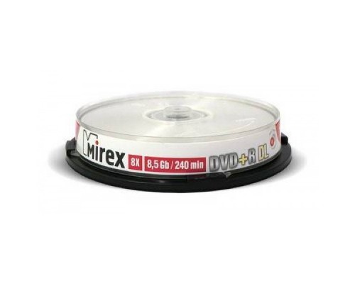 Диск DVD+R Mirex 8.5 Gb, 8x, Cake Box (10), Ink Printable, Dual Layer (10/300)