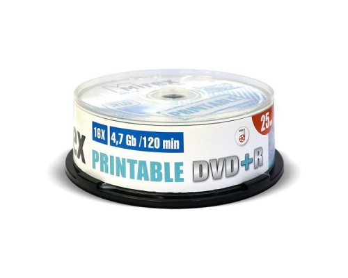 Диск DVD-R Mirex 4.7 Gb, 16x, Cake Box (25), Ink Printable (25/300)