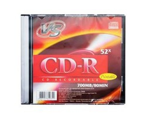 Диск CD-R VS 700 Mb, 52x, Slim Case (5), Ink Printable (5/200)