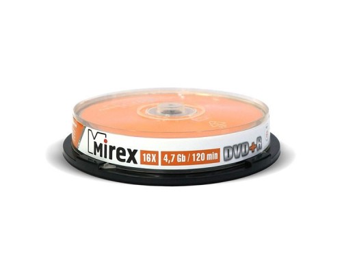 Диск DVD+R Mirex 4.7 Gb, 16x, Cake Box (10), (10/300)