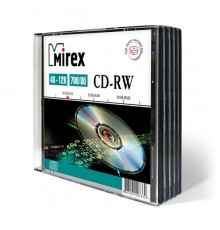 Диск CD-RW Mirex 700 Mb, 12х, Slim Case (5), (5/200)                                                                                                                                                                                                      