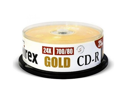 Диск CD-R Mirex 700 Mb, 24х, Gold, Cake Box (25), (25/300)