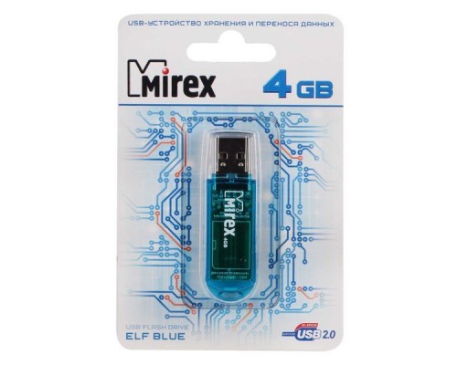 Флеш накопитель 4GB Mirex Elf, USB 2.0, Синий