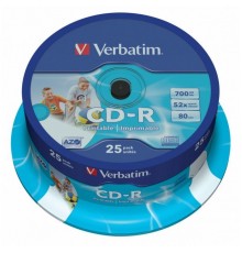 Диск CD-R 700Mb 52x Verbatim (25 шт.) Printable, на шпинделе 43439                                                                                                                                                                                        