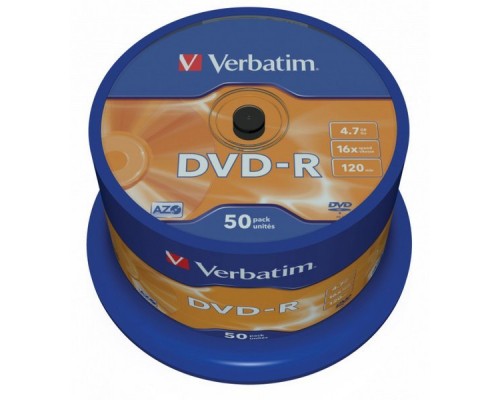 Диск DVD-R 4.7Gb 16x Verbatim (50 шт.) на шпинделе 43548