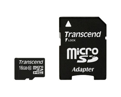 Карта памяти MicroSDHC 16Gb Transcend TS16GUSDHC10 Class10 UHS-I U1 R30 + Adapter