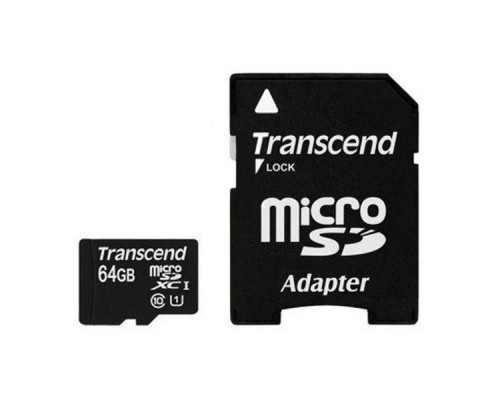 Карта памяти MicroSDXC 64Gb Transcend TS64GUSDU1 Class10 UHS-1 + Adapter