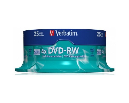 Диск DVD-RW Verbatim 4.7 Gb, 4x, Cake Box (25), (25/200)