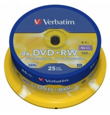 Диск DVD+RW Verbatim 4.7 Gb, 4x, Cake Box (25), (25/200)                                                                                                                                                                                                  
