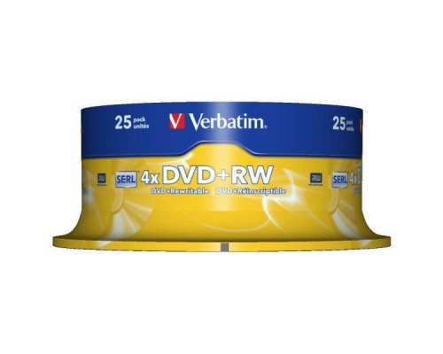 Диск DVD+RW Verbatim 4.7 Gb, 4x, Cake Box (25), (25/200)