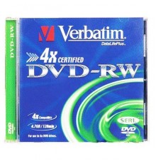 Диск DVD-RW Verbatim 4.7 Gb, 4x, Jewel Case (5), (5/100)                                                                                                                                                                                                  