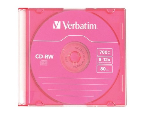 Диск CD-RW Verbatim 700 Mb, 12x, Slim Case (5), Color (5/100)