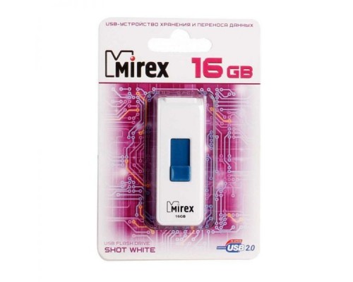 Флеш накопитель 16GB Mirex Shot, USB 2.0, Белый