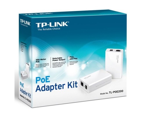 Набор TP-Link TL-POE200 PoE адаптеров: инжектор + сплиттер, до 100м