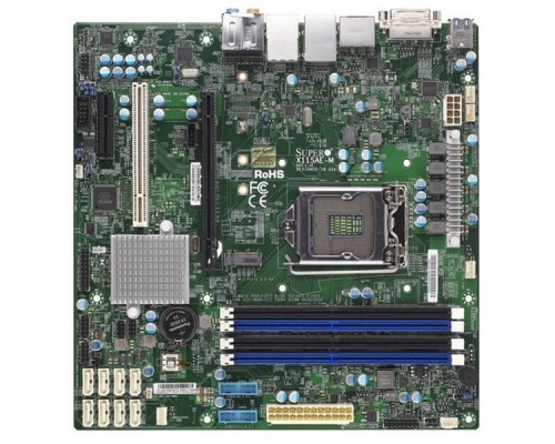 Материнская плата Материнская плата SuperMicro MBD-X11SAE-M-O, RTL  Micro-ATX  LGA 1151  Up to 64GB Unbuffered ECC/non-ECC  UDIMM  DDR4-2400MHz  in 4 DIMM slots  intel® C236 r 8 SATA3 (6 Gbps) ports  RAID 0,1,5,10  6 USB 2.0 ports  6 USB 3.0 ports  2