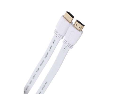 Кабель HDMI (19M -19M)  1.0м TV-COM CG200FW-1M ver1.4 плоский, белый