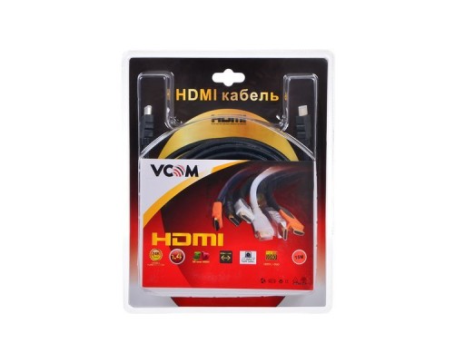 Кабель HDMI (19M -19M) 15м VCOM VHD6020D-15MB 2 фильтра ver1.4V+3D. позол. контакты