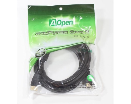 Кабель HDMI (19M -19M)  3.0м AOpen ACG511D-3M 2 фильтра ver1.4, позол. контакты