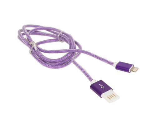 Кабель USB 2.0 A--Lightning 8P 1.0м Cablexper CCB-ApUSBp1m, армированная оплетка, разъемы фиолето