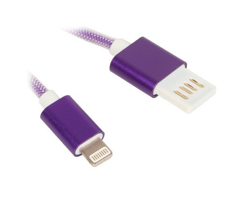 Кабель USB 2.0 A--Lightning 8P 1.0м Cablexper CCB-ApUSBp1m, армированная оплетка, разъемы фиолето