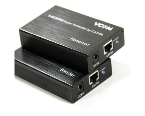 Удлинитель HDMI по витой паре Vcom , HDMI 19F- > RJ45 - > HDMI 19F, до 60м [DD471]