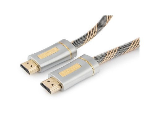 Кабель HDMI (19M -19M)  3.0м Cablexpert CC-P-HDMI02-3M серия Platinum, v2.0,  позол.раз., серебр