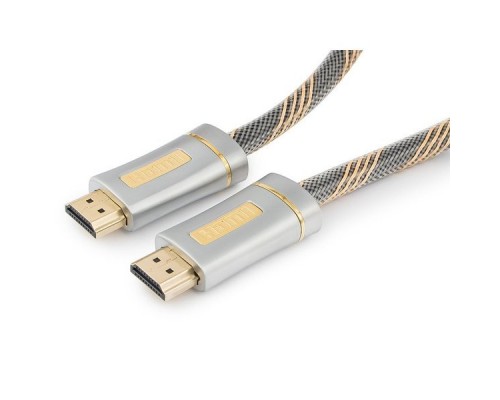 Кабель HDMI (19M -19M) 4.5м Cablexpert CC-P-HDMI02-4.5M серия Platinum, v2.0,  позол.раз., серебри