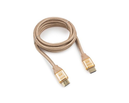 Кабель HDMI (19M -19M)  1.8м Cablexpert CC-G-HDMI03-1.8M серия Gold, v1.4, золотой, нейлоновая опл