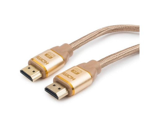 Кабель HDMI (19M -19M)  1.8м Cablexpert CC-G-HDMI03-1.8M серия Gold, v1.4, золотой, нейлоновая опл